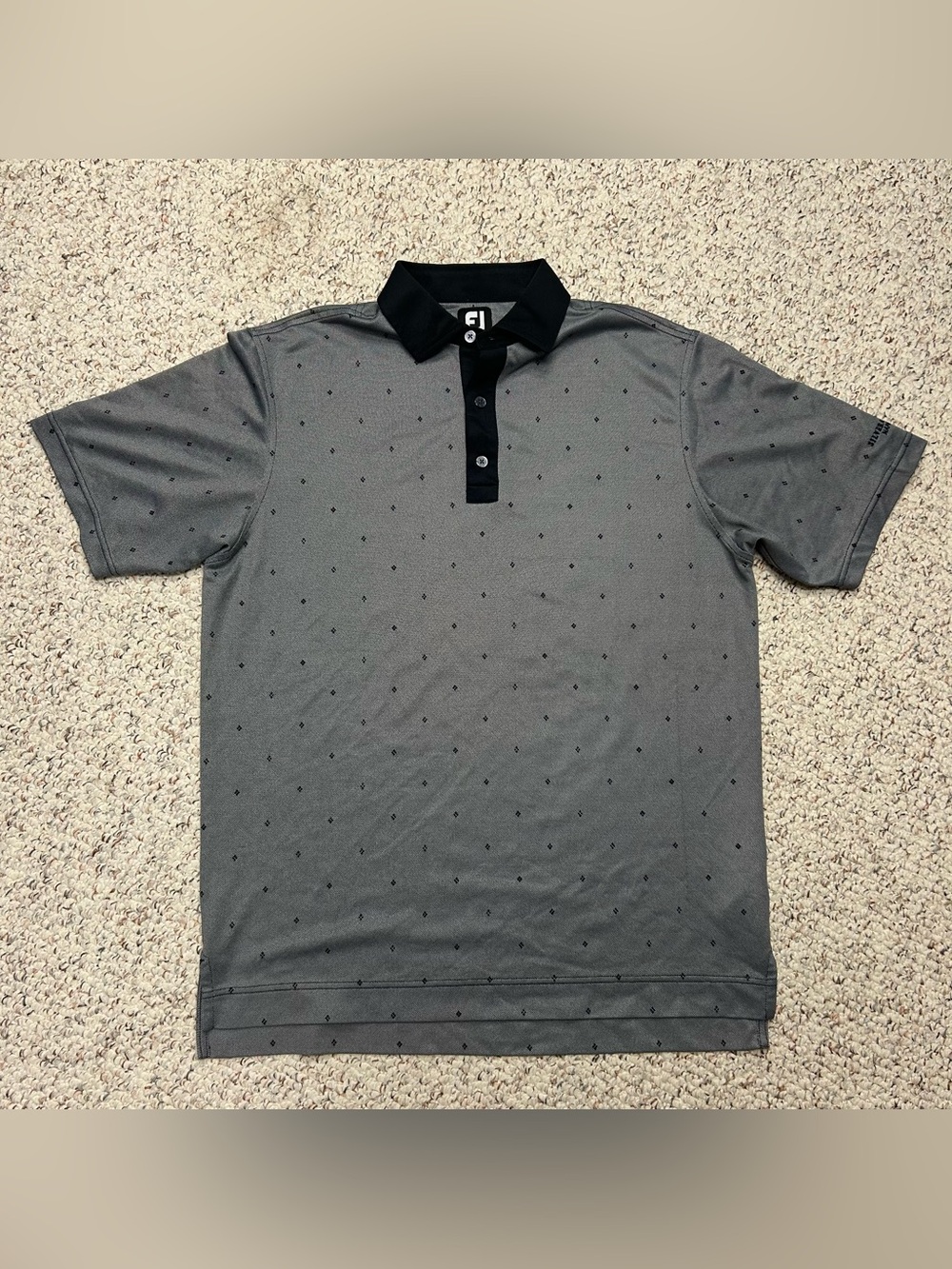 FootJoy Golf Polo Shirt Geometric Print ~ Men's Medium Grey Performance FJ